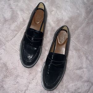 Franco Sarto Balin lug sole loafer patent leather womens size 8.5 black